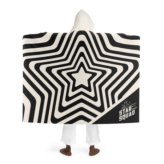 Star Repeat With Logo Cozy Hooded Sherpa Fleece Blanket